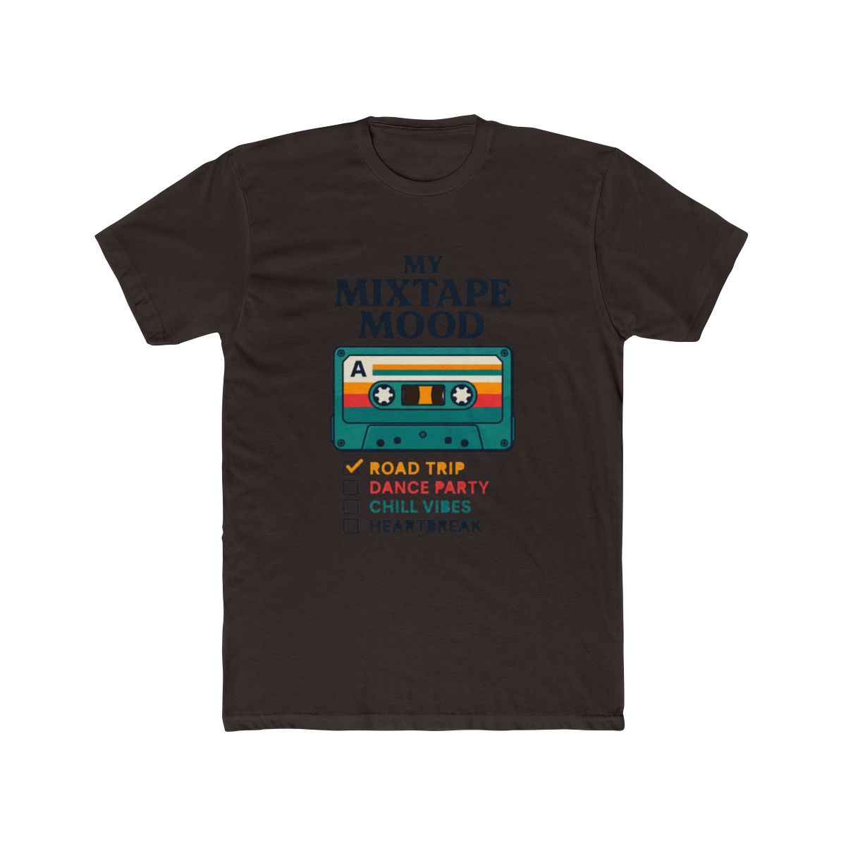 Retro Cassette Tape Mixtape Mood Checklist Colorful Performance T Shirt - alternate angle 2, merchandise